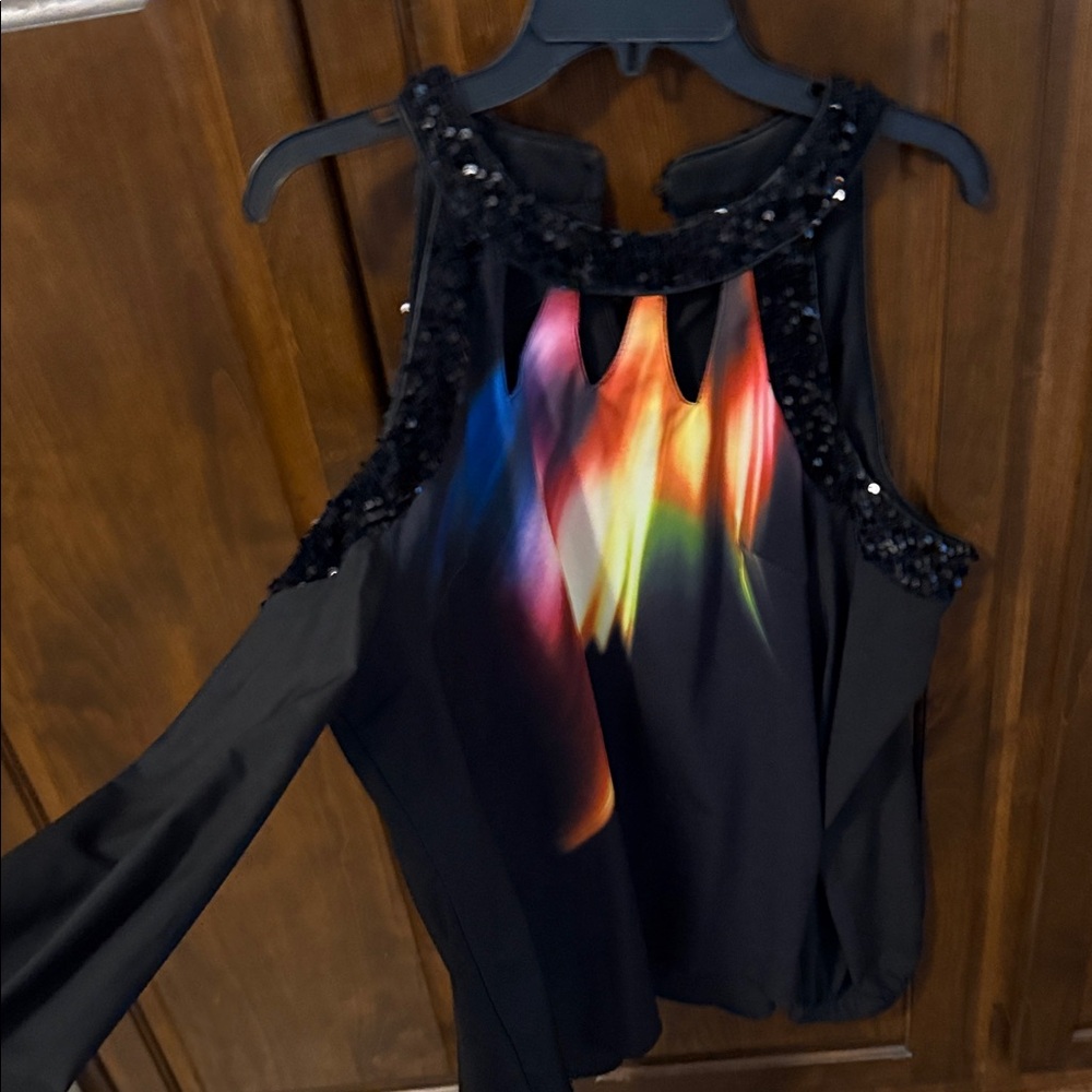 Sequin Black and Multicolor Women's Top